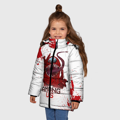 Зимняя куртка для девочки AMONG US - МОНСТР / 3D-Светло-серый – фото 3