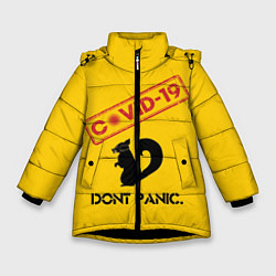Куртка зимняя для девочки Dont Panic covid-19, цвет: 3D-черный