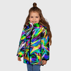 Куртка зимняя для девочки Космическая хризонтема, цвет: 3D-светло-серый — фото 2