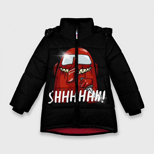 Зимняя куртка для девочки AMONG US SHHHHHH! / 3D-Красный – фото 1