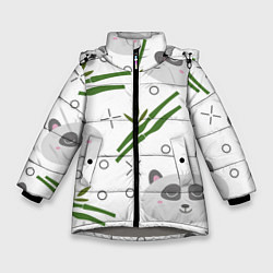 Куртка зимняя для девочки Панда с бамбуком, цвет: 3D-светло-серый