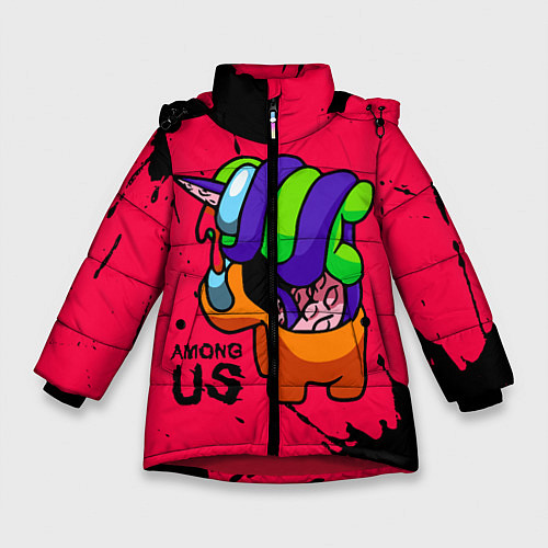 Зимняя куртка для девочки AMONG US - ORANGE & GREEN / 3D-Красный – фото 1