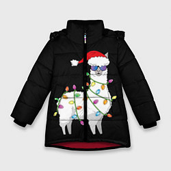 Куртка зимняя для девочки Рождественская Лама, цвет: 3D-красный