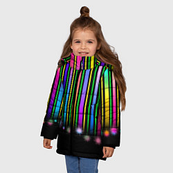 Куртка зимняя для девочки Градиентный звездопад, цвет: 3D-черный — фото 2