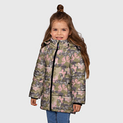 Куртка зимняя для девочки Камуфляж с бабочками, цвет: 3D-красный — фото 2