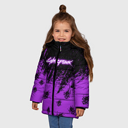 Куртка зимняя для девочки Cyberpunk neon, цвет: 3D-черный — фото 2