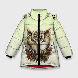 Куртка зимняя для девочки Арт сова яркая, цвет: 3D-красный