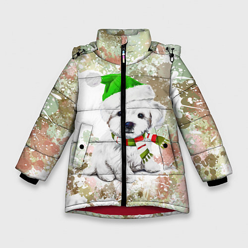 Зимняя куртка для девочки Щенок / 3D-Красный – фото 1