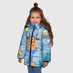 Куртка зимняя для девочки Милый новогодний бык, цвет: 3D-черный — фото 2
