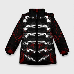 Куртка зимняя для девочки Цифровой киберскелет, цвет: 3D-черный