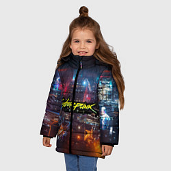 Куртка зимняя для девочки Найт сити, цвет: 3D-черный — фото 2