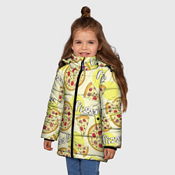 Куртка зимняя для девочки Узор - Пицца на желтом, цвет: 3D-черный — фото 2