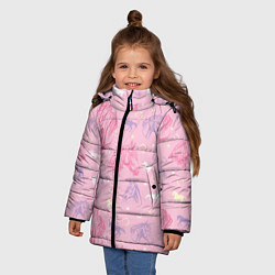 Куртка зимняя для девочки Лошади на розовом фоне, цвет: 3D-черный — фото 2
