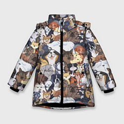 Куртка зимняя для девочки Dogs, цвет: 3D-черный