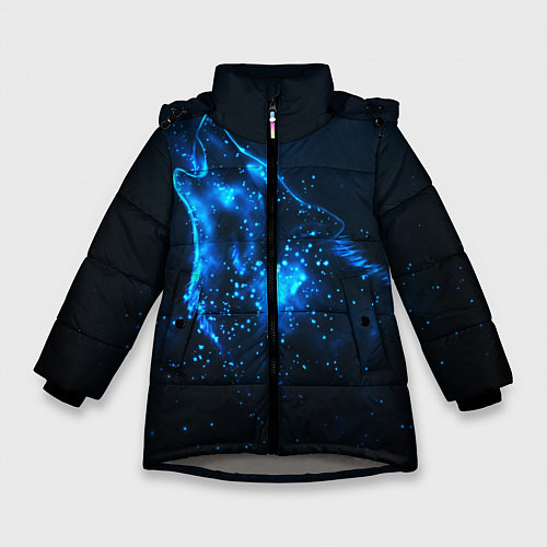 Зимняя куртка для девочки Космический Волк / 3D-Светло-серый – фото 1