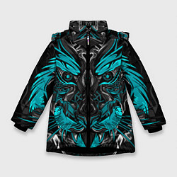 Куртка зимняя для девочки Абстракция тигр, цвет: 3D-черный