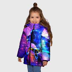 Куртка зимняя для девочки Волки, цвет: 3D-черный — фото 2