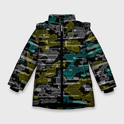 Куртка зимняя для девочки Futuristic Camo, цвет: 3D-черный