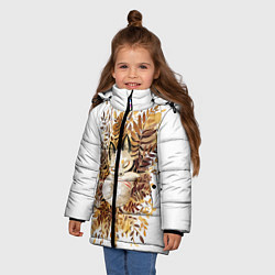 Куртка зимняя для девочки Лисичка спит в листьях, цвет: 3D-черный — фото 2
