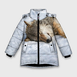 Куртка зимняя для девочки Спящий Волк, цвет: 3D-черный
