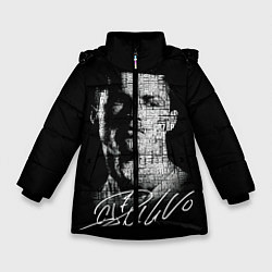 Куртка зимняя для девочки Кристиано Рональдо автограф, цвет: 3D-черный
