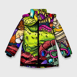 Куртка зимняя для девочки Тираннозавр, цвет: 3D-черный