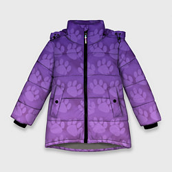 Куртка зимняя для девочки Кошачьи Следы, цвет: 3D-светло-серый