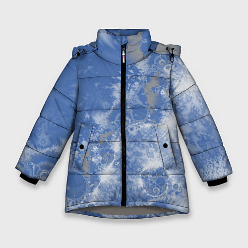Зимняя куртка для девочки Летающие треугольники / 3D-Светло-серый – фото 1
