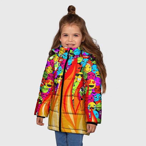 Зимняя куртка для девочки SLAVA MARLOW - Смайлики / 3D-Светло-серый – фото 3