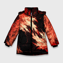 Куртка зимняя для девочки Битва огней, цвет: 3D-черный