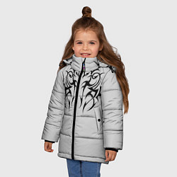 Куртка зимняя для девочки Скандинавские узоры, цвет: 3D-черный — фото 2