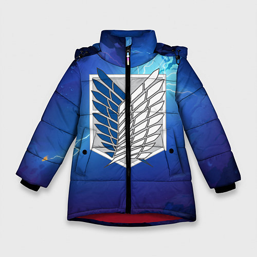 Зимняя куртка для девочки Атака Титанов / 3D-Красный – фото 1