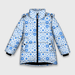 Куртка зимняя для девочки Орнамент снежинки, цвет: 3D-черный