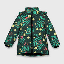 Куртка зимняя для девочки Рябина, цвет: 3D-черный