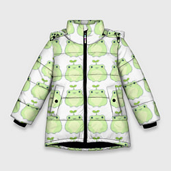 Куртка зимняя для девочки Лягушки-росточки, цвет: 3D-черный