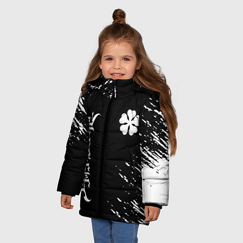 Зимняя куртка для девочки Черный клевер / 3D-Светло-серый – фото 3