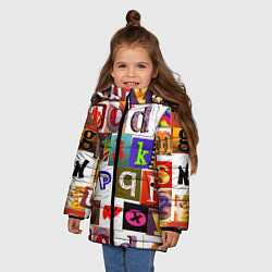 Куртка зимняя для девочки Английские буквы 2, цвет: 3D-светло-серый — фото 2
