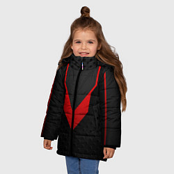 Куртка зимняя для девочки Красный галстук 3D, цвет: 3D-черный — фото 2
