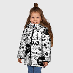 Куртка зимняя для девочки Кошки, цвет: 3D-черный — фото 2