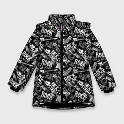 Куртка зимняя для девочки Rock Star, цвет: 3D-черный