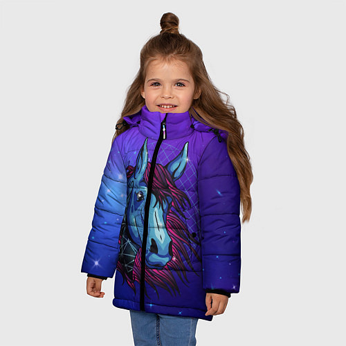 Зимняя куртка для девочки Retrowave Neon Horse / 3D-Светло-серый – фото 3