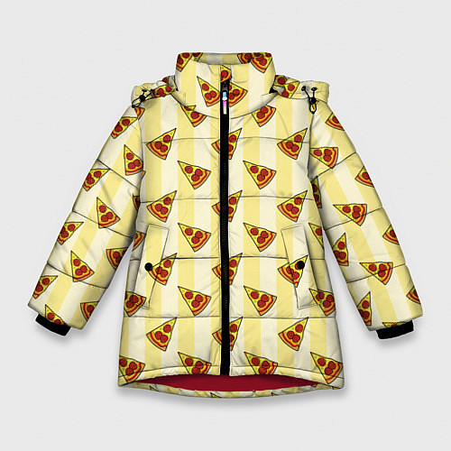 Зимняя куртка для девочки Кусочки Пиццы / 3D-Красный – фото 1