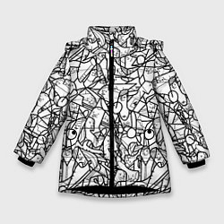 Куртка зимняя для девочки Масса людей, цвет: 3D-черный