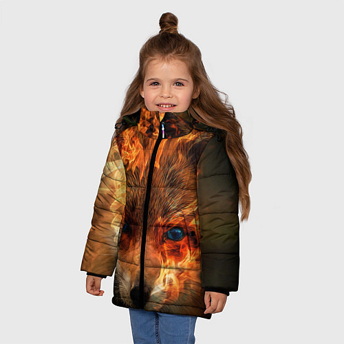 Зимняя куртка для девочки Огненная лиса / 3D-Светло-серый – фото 3