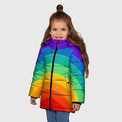 Куртка зимняя для девочки Круговая радуга, цвет: 3D-черный — фото 2