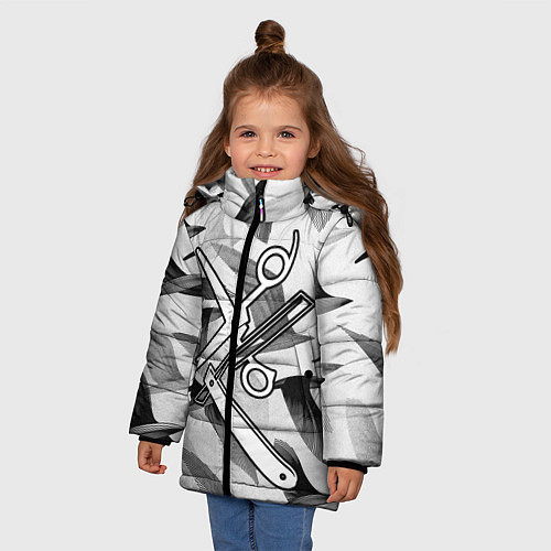 Зимняя куртка для девочки Барбер / 3D-Светло-серый – фото 3