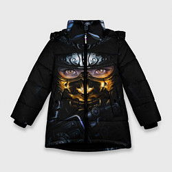 Куртка зимняя для девочки Девушка Самурай, цвет: 3D-черный