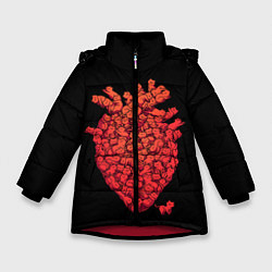 Куртка зимняя для девочки Сердце Из Котиков, цвет: 3D-красный