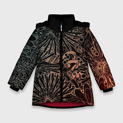 Куртка зимняя для девочки Неон в Цветок, цвет: 3D-красный
