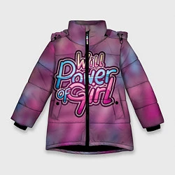 Куртка зимняя для девочки Надпись с градиентом, цвет: 3D-черный